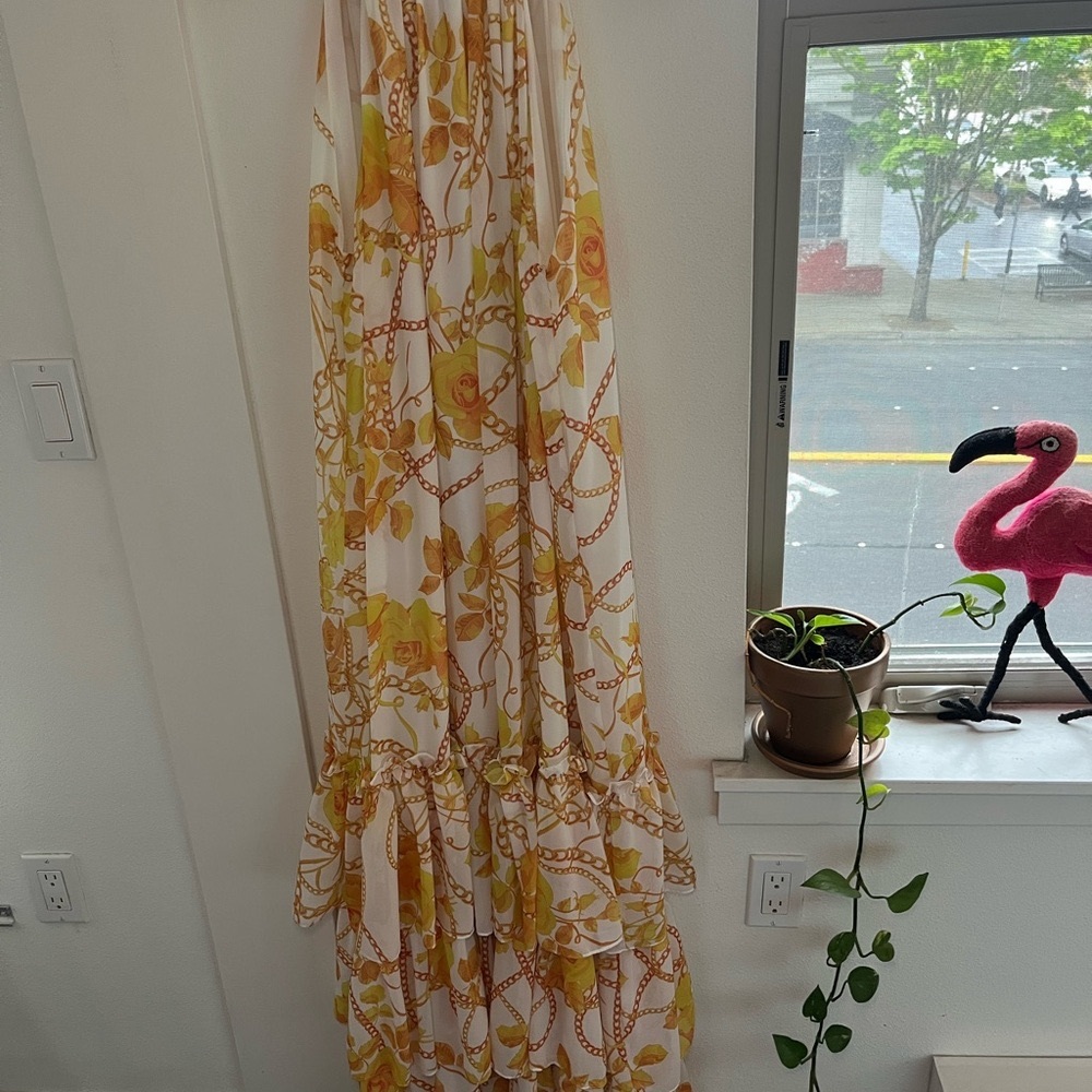 L'ATISTE Yellow and Gold Floral Dress